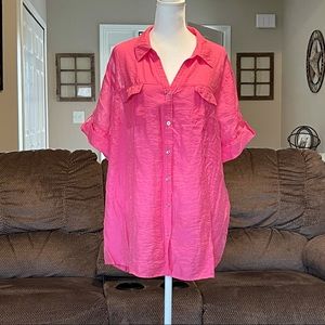 NWOT Lightweight Roz & Ali Pink Button Down Blouse